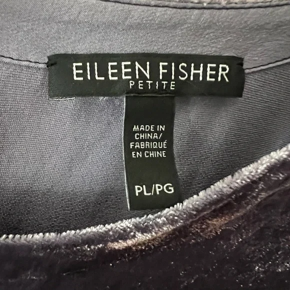 EUC— Eileen Fisher Purple Crushed Velvet Top With 3/4 Sleeves - Picture 3 of 8